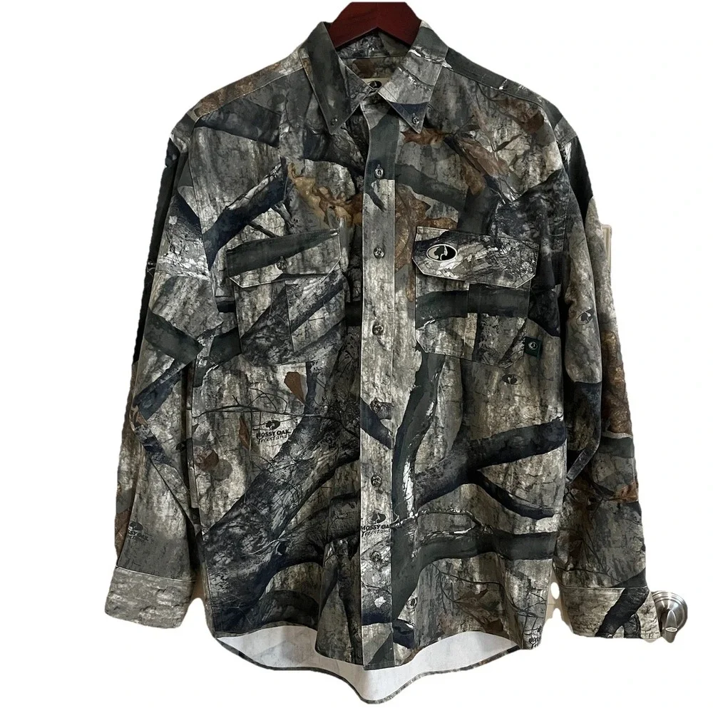 Mossy Oak Treestand Camo Men's M Long Sleeve‎ Button Down Shirt Hunting Outdoor